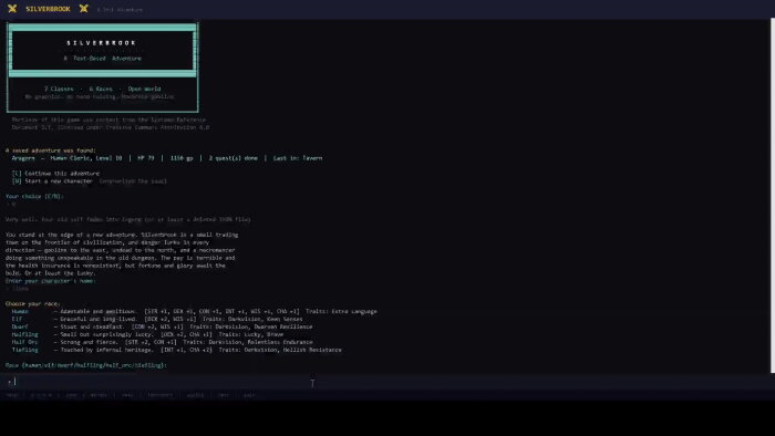 Silverbrook: a Text-Based RPG Download Free